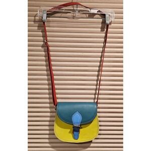 Soruka‎ Colorblock Recycled Leather Crossbody Bag Yellow & Blue Sustainable NWT